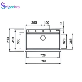 Chậu rửa bát 1 hố Konox Granite Sink Terra 790S Grey